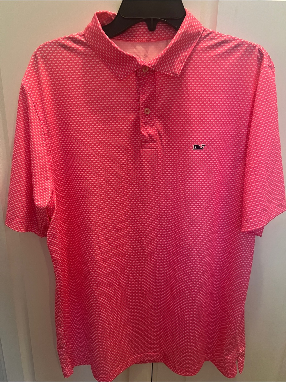 Vineyard Vines Men's Hot Pink Micro-Pattern Performance Polo